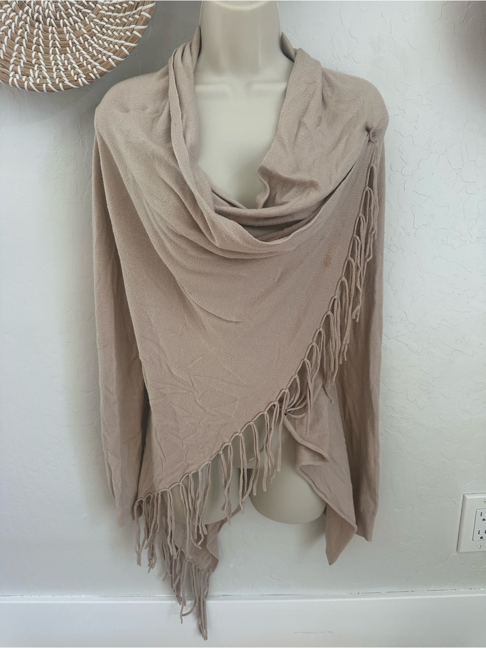Lovestitch Convertible Fringe Wrap Sweater Cardigan. Size Medium